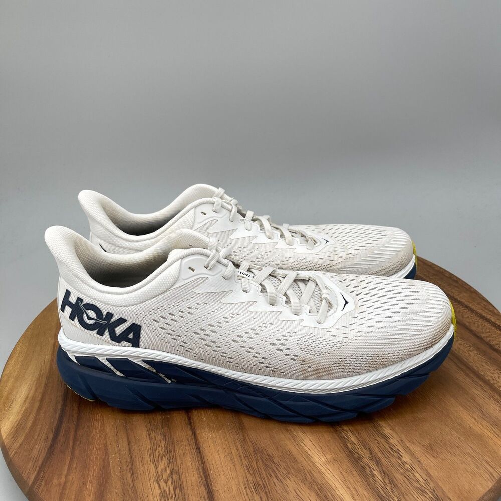 Hoka One One Clifton 7 Shoes Mens Size 12 White Running Comfort Walking Sneakers
